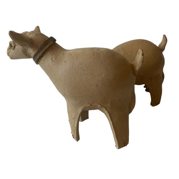 Handmade Brutalist Pottery Goat Figurines Farm Animals Christmas Nativity Set - Picture 3 of 9